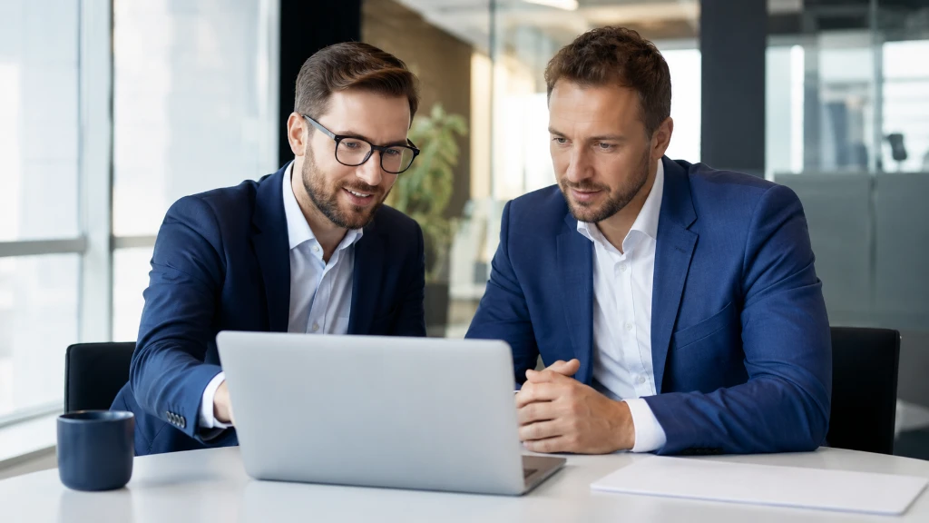 Técnico asesorando a una empresa en la elección de su firewall