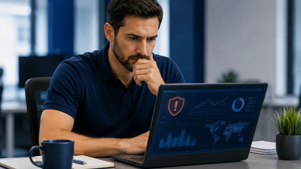 Técnico revisando una alerta de seguridad en la red de una empresa